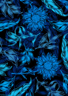 蓝色花卉图案纹理背景