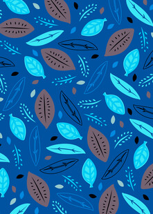 蓝色叶子图案无缝背景
