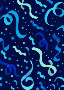 蓝色飘带星星图案背景