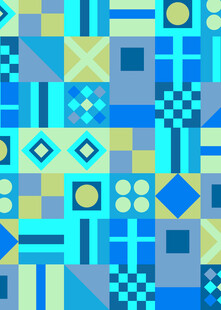 蓝黄几何图案拼接背景