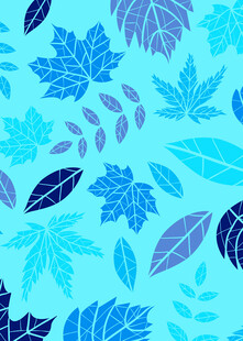 蓝调叶形图案背景