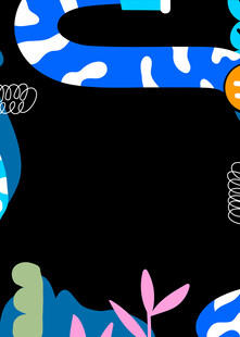 蓝白花纹蛇与多彩植物