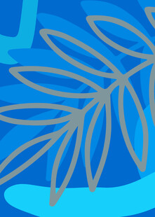 蓝色背景下的简约叶片图案