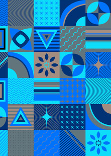 蓝色几何图案抽象背景图