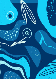 蓝色抽象海洋风图案设计