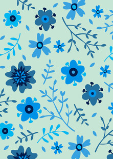 蓝色花卉图案背景