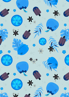 蓝色海洋生物图案背景