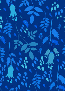 蓝色花卉树叶图案背景