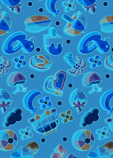 蓝色海洋风卡通图案背景
