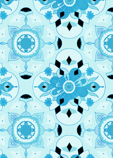 蓝白几何花纹图案设计