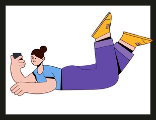 躺着用手机的休闲男子