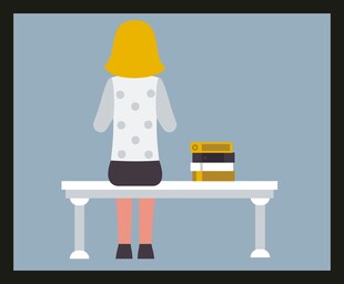 女孩桌前读书场景