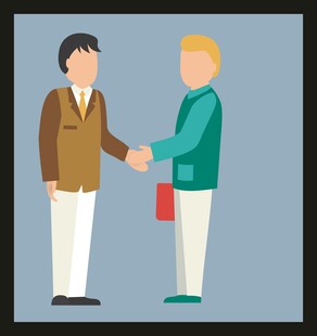 两人握手合作场景