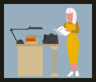 复古风格女士办公场景