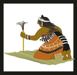 非洲传统舞者持杖表演