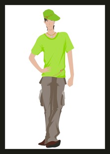 时尚绿衣男子休闲造型