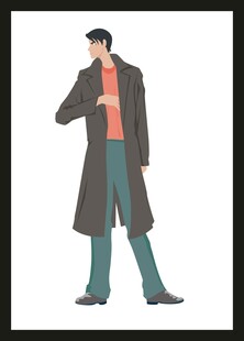 时尚男士长款风衣穿搭展示