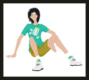 休闲风坐着的时尚青年