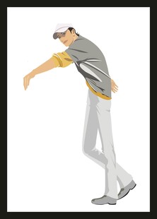 男子优雅挥杆打高尔夫