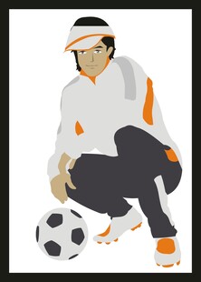 足球运动员蹲姿与足球