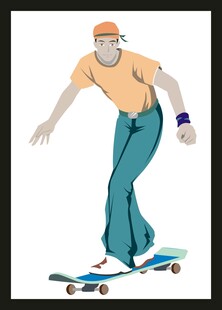 男子动感滑板姿态展示