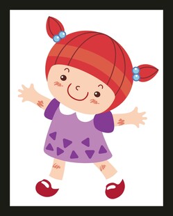 可爱扎辫小女孩欢快站立