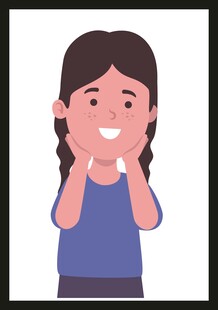 扎辫女孩开心捂脸颊