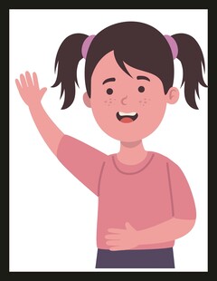 挥手小女孩可爱模样