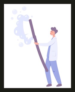 男子持长杆操作场景