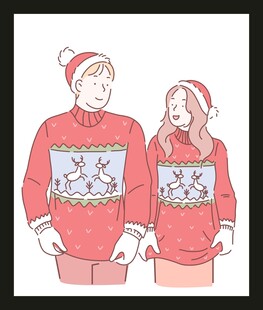 情侣圣诞毛衣甜蜜牵手