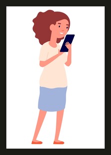 女子专注看手机画面