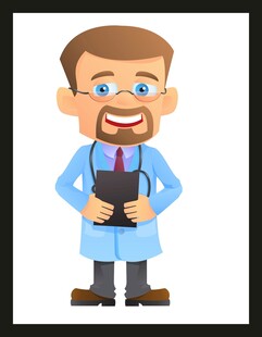 微笑医生手持记录板