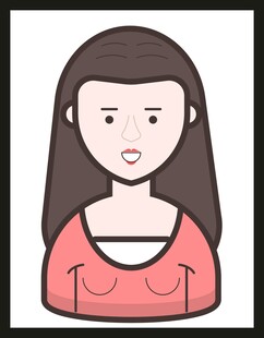 卡通风格长发红衣女性形象