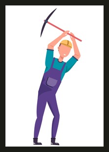 挥舞矿镐的矿工