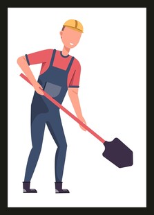 手持铁锹的工人形象