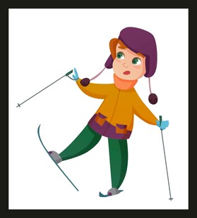 小女孩快乐滑雪瞬间