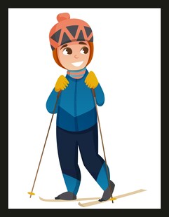 可爱女孩准备滑雪