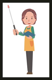 女教师持教鞭授课