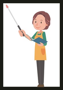 手持自拍杆的围裙女士