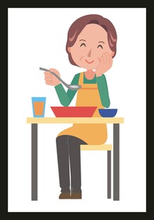 女士桌边用餐场景