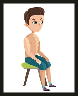 男孩坐凳展示上身形象