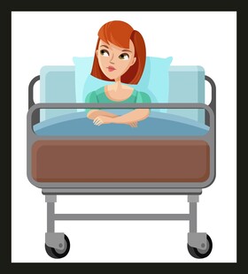病床上的女性