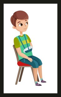 受伤男孩坐着休息