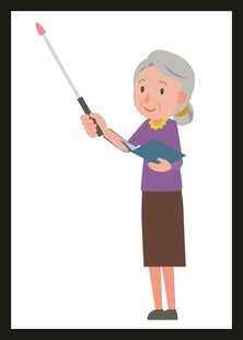 老年女性手持杆状物品拍照