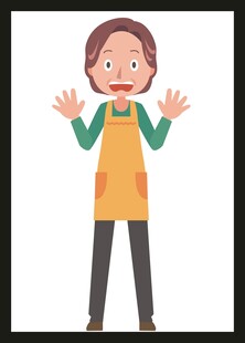 穿着围裙的惊讶女性