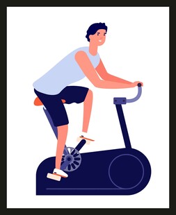 男子室内骑动感单车