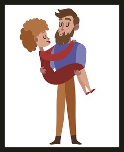 父亲抱女儿的温馨瞬间