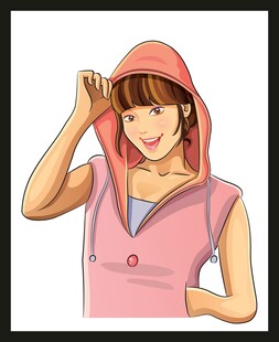 穿粉色连帽衫的可爱女孩