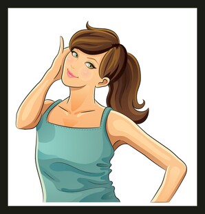 俏皮女孩单手扶头姿态