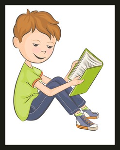 小男孩专注阅读书籍